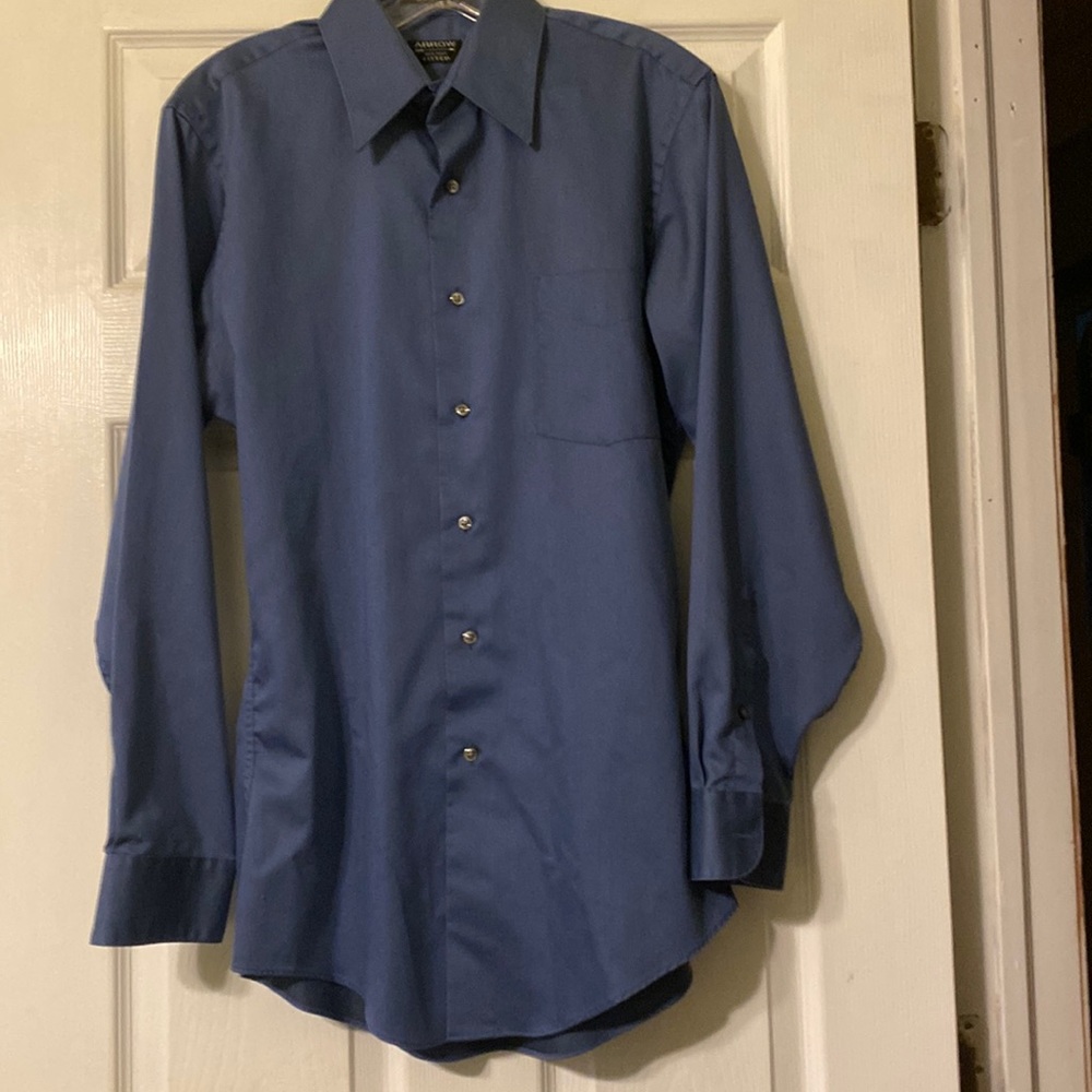 Men’s Blue Sateen Fitted Dress Shirt